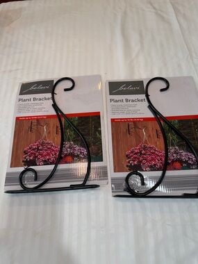 Black Plant Bracket - Decorative Outside Wall Hook for Hanging Baskets